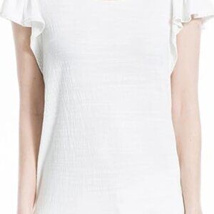 Max Studio Flutter Sleeve White Top